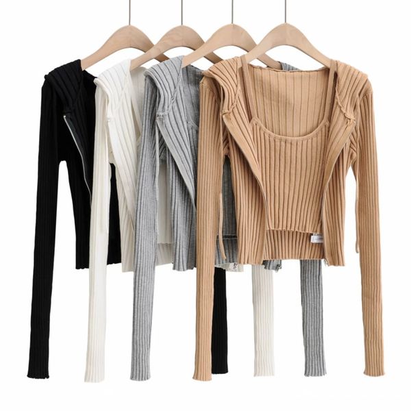 autumn women casual knitted long sleeve round neck hooded zipper cardigan suspender shirt two piece set rc129 210525, White
autumn women casual knitted long sleeve round neck hooded zipper cardigan suspender shirt two piece set rc129 210525, White