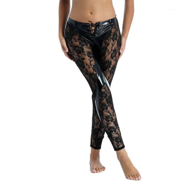 women's pants & capris womens clubwear lace-up patent leather skinny ladies legging low waist see-through lace patchwork trousers, Black;white
women's pants & capris womens clubwear lace-up patent leather skinny ladies legging low waist see-through lace patchwork trousers, Black;white
