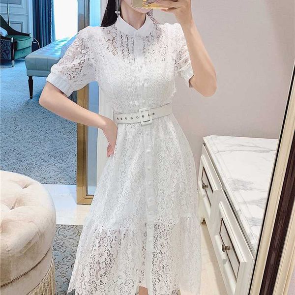 summer runway women's clothings stand collar short sleeve single breasted soft comfortable lace dress 210529, Black;gray
summer runway women's clothings stand collar short sleeve single breasted soft comfortable lace dress 210529, Black;gray