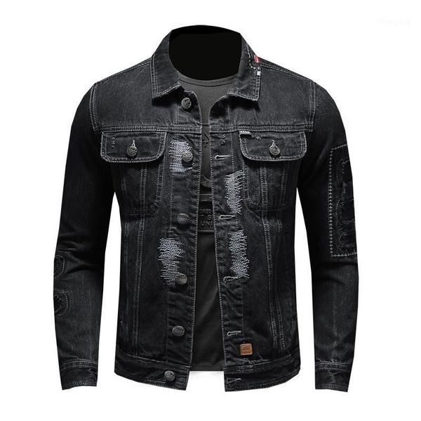 men's jackets lapel collar denim jacket motorcycle casual, Black;brown 
men's jackets lapel collar denim jacket motorcycle casual, Black;brown