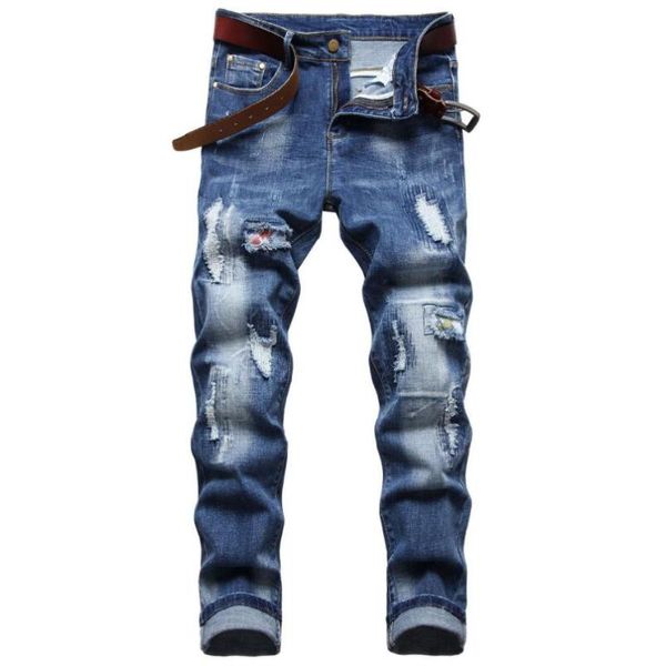 men's jeans holes denim pants for men straight fit long good quality cotton spring autumn blue size 42
men's jeans holes denim pants for men straight fit long good quality cotton spring autumn blue size 42