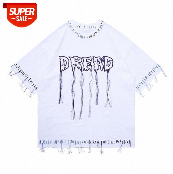 european and american high street tassel round neck tee loose retro letters embroidery short-sleeved t-shirt men #7n5j, White;black 
european and american high street tassel round neck tee loose retro letters embroidery short-sleeved t-shirt men #7n5j, White;black