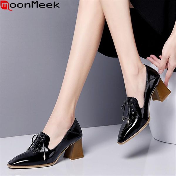dress shoes moonmeek 2021 autumn arrive fashion high heels genuine leather women pumps thick square toe ladies, Black
dress shoes moonmeek 2021 autumn arrive fashion high heels genuine leather women pumps thick square toe ladies, Black