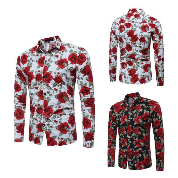 new mens long sleeve shirts floral printed large size slim fit shirts rose pattern casual single breasted shirt for spring and autumn, White;black
new mens long sleeve shirts floral printed large size slim fit shirts rose pattern casual single breasted shirt for spring and autumn, White;black