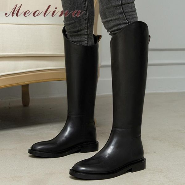 boots meotina genuine leather riding women shoes autumn flat knee high round toe zipper ladies long flats 40, Black
boots meotina genuine leather riding women shoes autumn flat knee high round toe zipper ladies long flats 40, Black