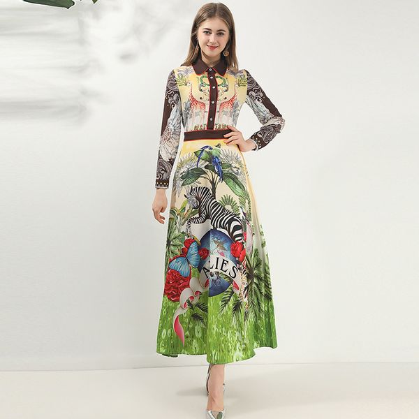 casual dresses 2021 spring runways female floral printing long sleeves elegant chic maxi b536, Black;gray
casual dresses 2021 spring runways female floral printing long sleeves elegant chic maxi b536, Black;gray