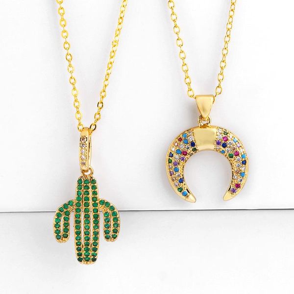 pendant necklaces horn cactus necklace women choker gold chain rainbow cubic zirconia paved moon luxury jewelry dainty charm, Silver
pendant necklaces horn cactus necklace women choker gold chain rainbow cubic zirconia paved moon luxury jewelry dainty charm, Silver