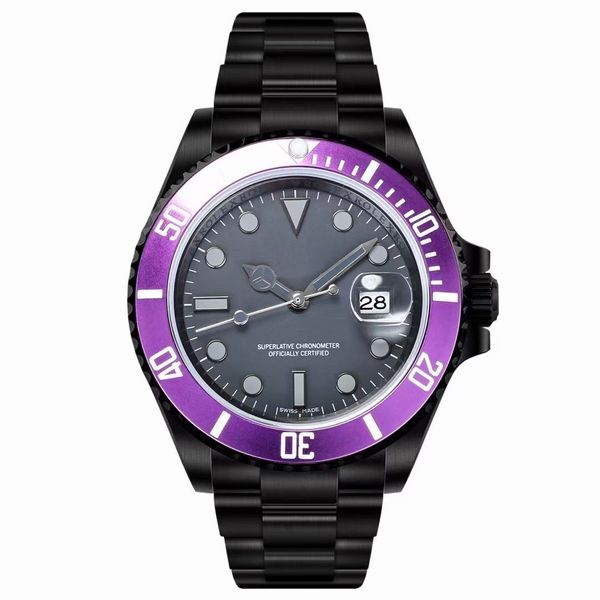 fashion cool men's watch dark night black dial purple aperture scale stainless steel strap automatic date, Slivery;brown
fashion cool men's watch dark night black dial purple aperture scale stainless steel strap automatic date, Slivery;brown