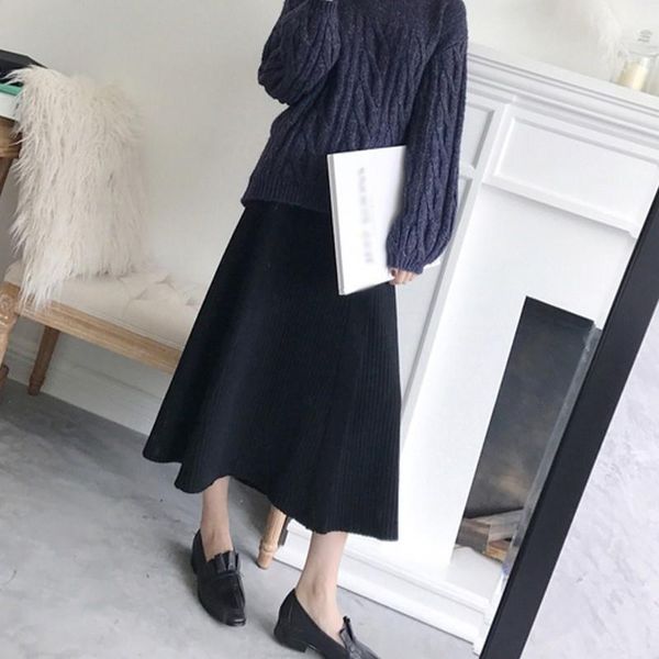 skirts autumn winter women simple versatile korean style elastic high waist slim mid-length knitted, Black
skirts autumn winter women simple versatile korean style elastic high waist slim mid-length knitted, Black