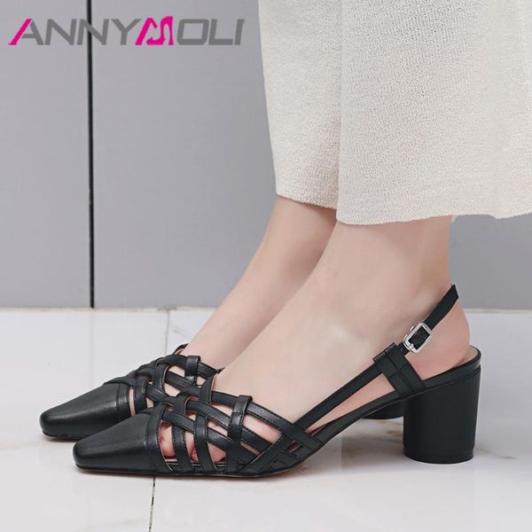 women sandals summer shoes natural cow leather buckle round high heels office ladies cutout square toe 39, Black
women sandals summer shoes natural cow leather buckle round high heels office ladies cutout square toe 39, Black
