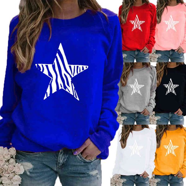 women hoodie women's autumn and winter striped star printed casual sweatshirt plus size long sleeve t-shirt ladies round neck blouse, Black
women hoodie women's autumn and winter striped star printed casual sweatshirt plus size long sleeve t-shirt ladies round neck blouse, Black