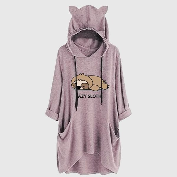 women's sweaters cute sloth print pullovers ear hat mid-length mid-sleeve hooded loose sudaderas para mujer #g2, White;black
women's sweaters cute sloth print pullovers ear hat mid-length mid-sleeve hooded loose sudaderas para mujer #g2, White;black