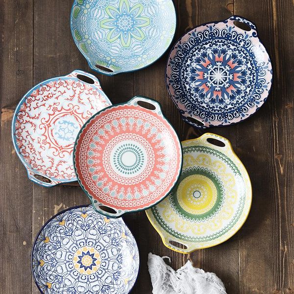 dishes & plates bohemian two ear plate creative ceramic hand painted retro underglaze color for household soup
dishes & plates bohemian two ear plate creative ceramic hand painted retro underglaze color for household soup