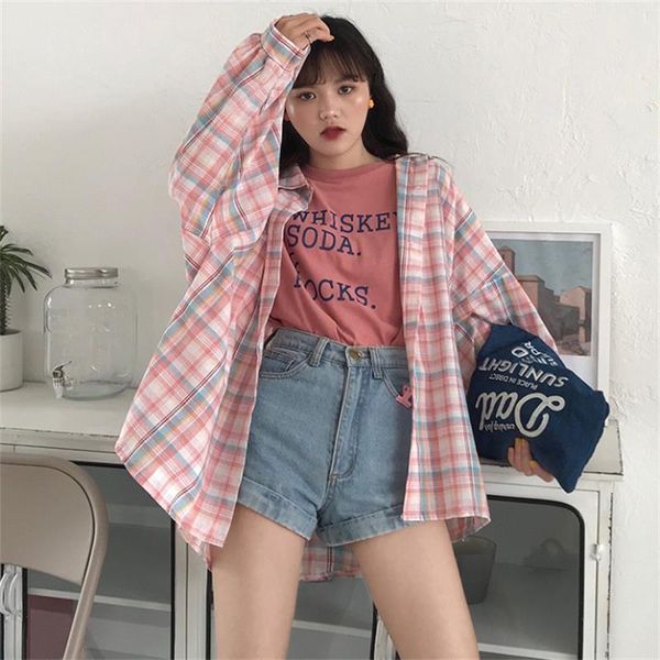 women's blouses & shirts female korean harajuku loose lazy plaid casual shirt ulzzang japanese kawaii ladies vintage clothes for women, White
women's blouses & shirts female korean harajuku loose lazy plaid casual shirt ulzzang japanese kawaii ladies vintage clothes for women, White