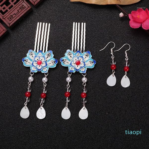 classical chinese costume accessories step rocking cloisonne headdress tassels hairpin burning blue hair decoration comb and com1, Golden;silver
classical chinese costume accessories step rocking cloisonne headdress tassels hairpin burning blue hair decoration comb and com1, Golden;silver