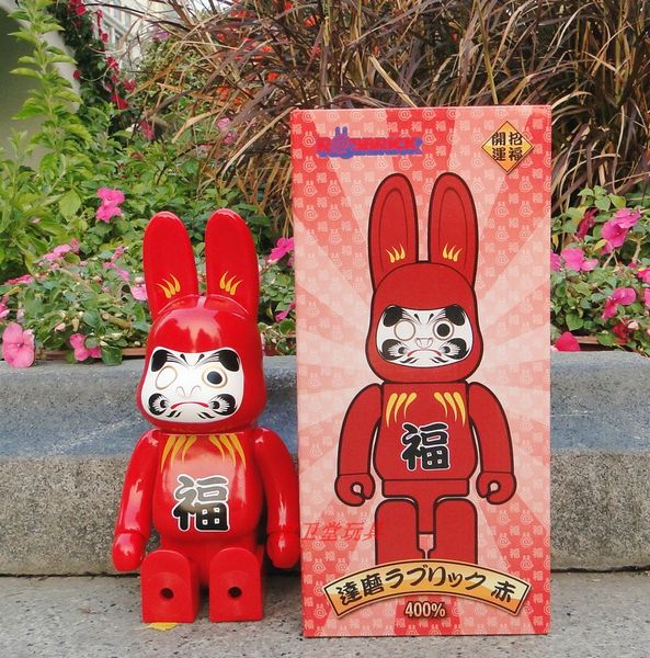 new violent building block bear china fu be@rbrick bearbrick 400% chrome orange dharma rabbit 28cm