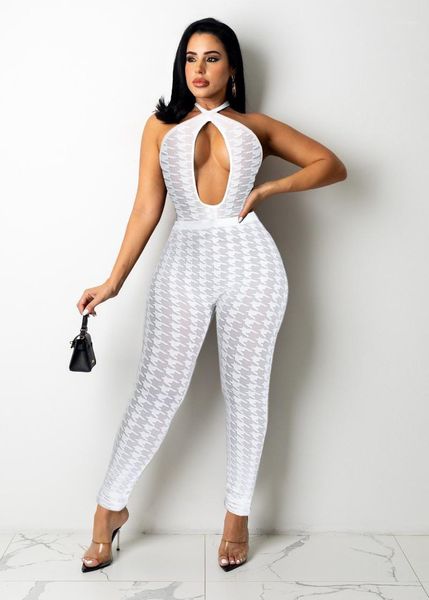 women's two piece pants 2021 nightclub hanging neck hollowed out lattice backless mesh v-neck perspective set, White
women's two piece pants 2021 nightclub hanging neck hollowed out lattice backless mesh v-neck perspective set, White