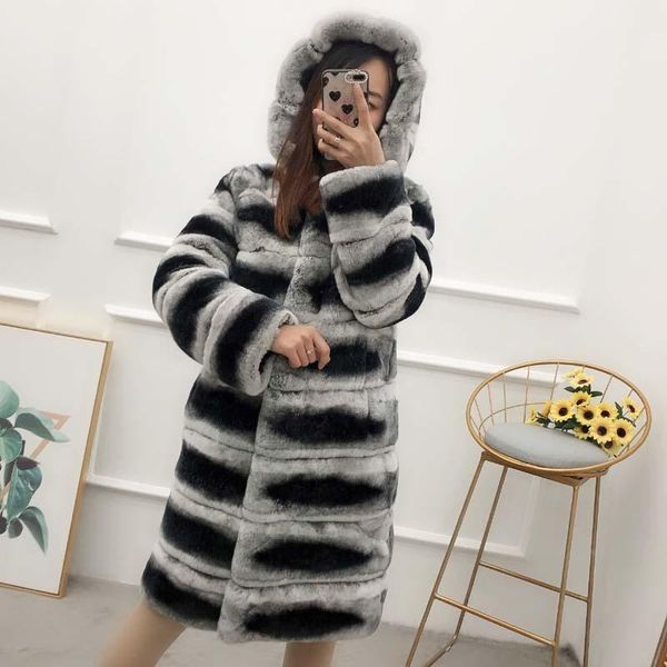 women's fur & faux women natural totoro long section rex 100% genuine chinchilla hooded coat color female winter jacket, Black
women's fur & faux women natural totoro long section rex 100% genuine chinchilla hooded coat color female winter jacket, Black