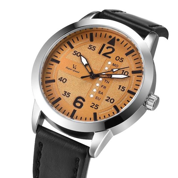 wristwatches v6 men's quartz waterproof watches men fashion sports clock man leather military watch relogio masculino, Slivery;brown
wristwatches v6 men's quartz waterproof watches men fashion sports clock man leather military watch relogio masculino, Slivery;brown