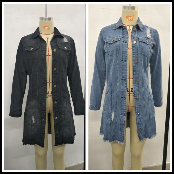 women's trench coats 2021 black and blue long denim coat fashion casual ripped jeans windbreaker female fall/winter clothes s-3xl, Tan;black
women's trench coats 2021 black and blue long denim coat fashion casual ripped jeans windbreaker female fall/winter clothes s-3xl, Tan;black