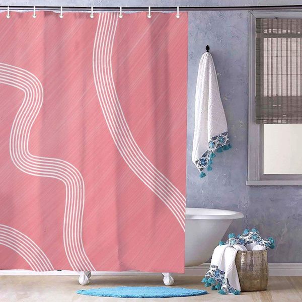 decorative shower curtain liner bath curtain set with hooks stylish unique coral texture design race track sweet girl style
