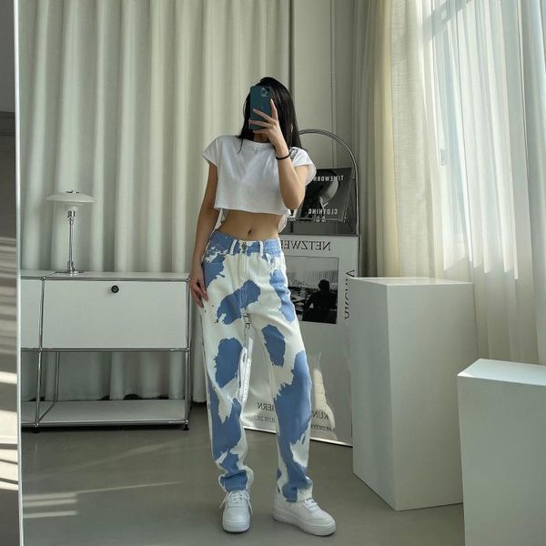 women's jeans women tie dye high waist loose straight pants sky blue autumn casual fashion denim trousers streetwear vaqueros mujer lad
women's jeans women tie dye high waist loose straight pants sky blue autumn casual fashion denim trousers streetwear vaqueros mujer lad