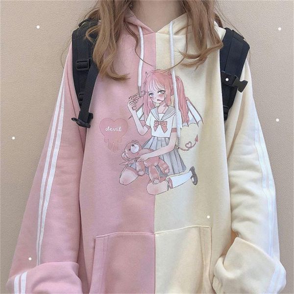 women's hoodies & sweatshirts cute hoodie cartoon sweet girls japan streetwear harajuku pink fun kawaii casual pullover sweatshirt vint, Black
women's hoodies & sweatshirts cute hoodie cartoon sweet girls japan streetwear harajuku pink fun kawaii casual pullover sweatshirt vint, Black