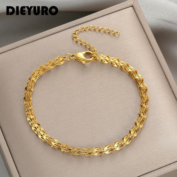 link, chain dieyuro 316l stainless steel high guality unique round golden bracelet temperament birthday gift for mother wedding accessories, Black
link, chain dieyuro 316l stainless steel high guality unique round golden bracelet temperament birthday gift for mother wedding accessories, Black