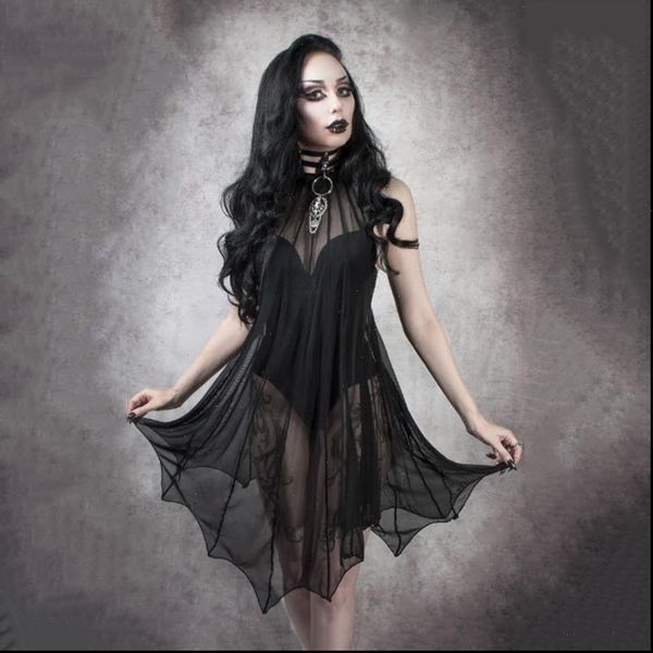 halloween gauze black mesh women dress bat gothic sleeveless stand collar draped transparent lace femme vestidos, Black;gray
halloween gauze black mesh women dress bat gothic sleeveless stand collar draped transparent lace femme vestidos, Black;gray