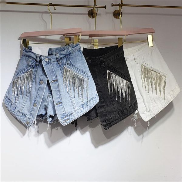 autumn high waist rhinestone tassel women jean denim shorts skirt short irregular jeans streetwear gc134, Blue
autumn high waist rhinestone tassel women jean denim shorts skirt short irregular jeans streetwear gc134, Blue