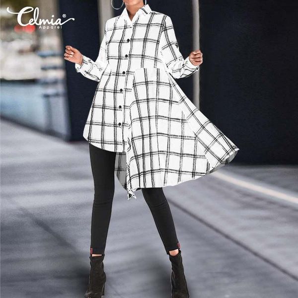 celmia women's plaid shirts 2021 fashion long sleeve blouse casual loose buttons streetwear patchwork blusas femininas blouses &, White
celmia women's plaid shirts 2021 fashion long sleeve blouse casual loose buttons streetwear patchwork blusas femininas blouses &, White