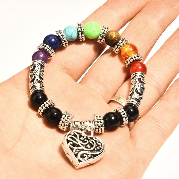bracelet fashion 7 chakra polychrome stone healing matte agate charm heart, Golden;silver
bracelet fashion 7 chakra polychrome stone healing matte agate charm heart, Golden;silver