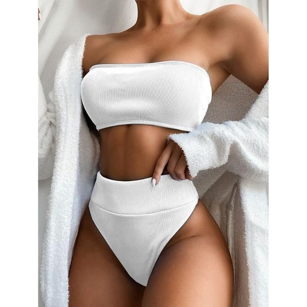 women's swimwear high waist bikini 2021 bandeau women swimsuit black set beachwear swimming for bathing suit woman swimsuits, White;black
women's swimwear high waist bikini 2021 bandeau women swimsuit black set beachwear swimming for bathing suit woman swimsuits, White;black