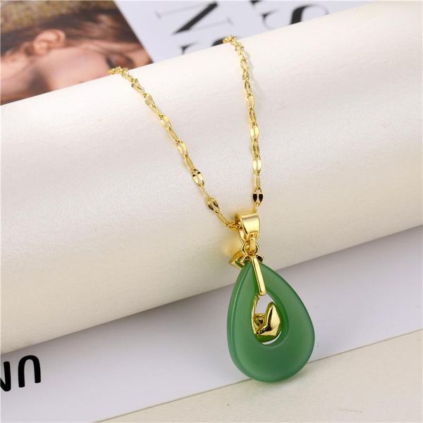 pendant necklaces korean style brass leaf waterdrop titanium steel resin material necklace clavicle chain jewelry manual customization, Silver
pendant necklaces korean style brass leaf waterdrop titanium steel resin material necklace clavicle chain jewelry manual customization, Silver