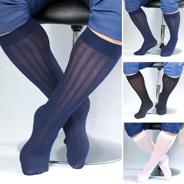 men's socks kneel high silks wave striped sheer thin male long stretch man formal dress business stockings, Black
men's socks kneel high silks wave striped sheer thin male long stretch man formal dress business stockings, Black