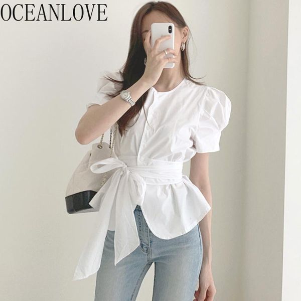 women's blouses & shirts oceanlove solid bandage bow puff sleeve summer women single breasted korean chic elegant blusas mujer, White
women's blouses & shirts oceanlove solid bandage bow puff sleeve summer women single breasted korean chic elegant blusas mujer, White