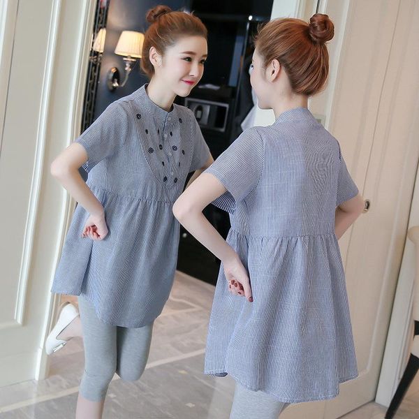 maternity dresses cotton shirts short sleeve fashion polka dot embroidered pregnant women clothes long loose pregnanct blouses, White
maternity dresses cotton shirts short sleeve fashion polka dot embroidered pregnant women clothes long loose pregnanct blouses, White