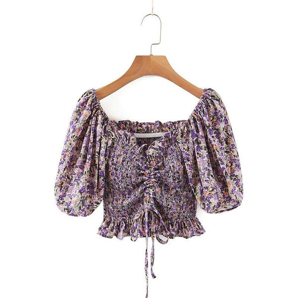 women's blouses & shirts 2021 summer niche waist slimming elastic drawstring small floral short blouse, White
women's blouses & shirts 2021 summer niche waist slimming elastic drawstring small floral short blouse, White