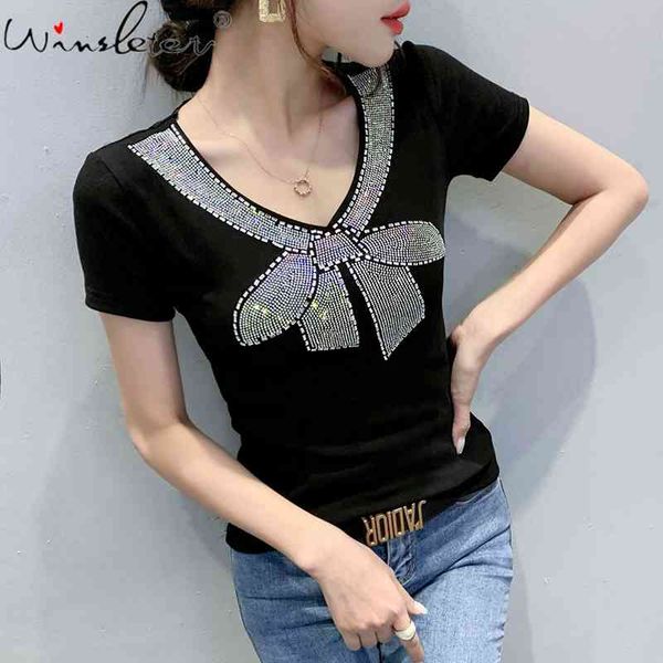 women's t-shirt summer european style cotton fashion v-neck shiny diamonds women short sleeve back all match tees t13615, White
women's t-shirt summer european style cotton fashion v-neck shiny diamonds women short sleeve back all match tees t13615, White