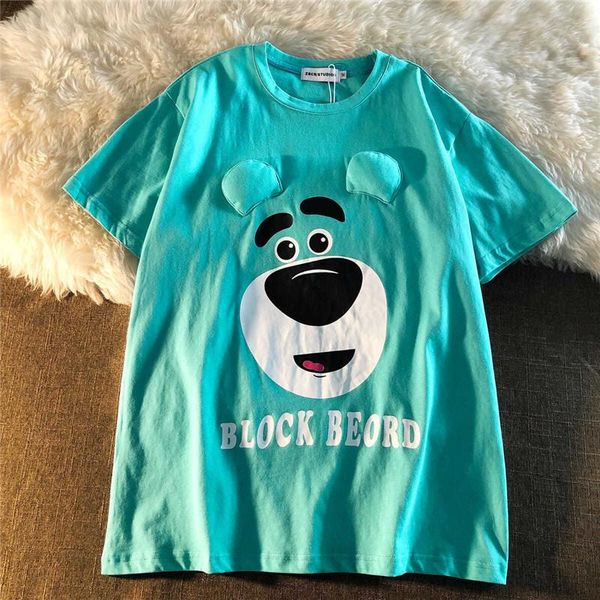 women's t-shirt solid color bear round neck short sleeve women 's summer 2021 casual loose half, White
women's t-shirt solid color bear round neck short sleeve women 's summer 2021 casual loose half, White