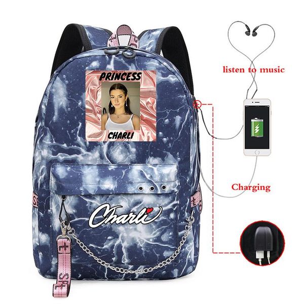 multifunctional backbag charli d'amelio school bag travel shoulder bags usb charging teenager ladies chain backpack
multifunctional backbag charli d'amelio school bag travel shoulder bags usb charging teenager ladies chain backpack