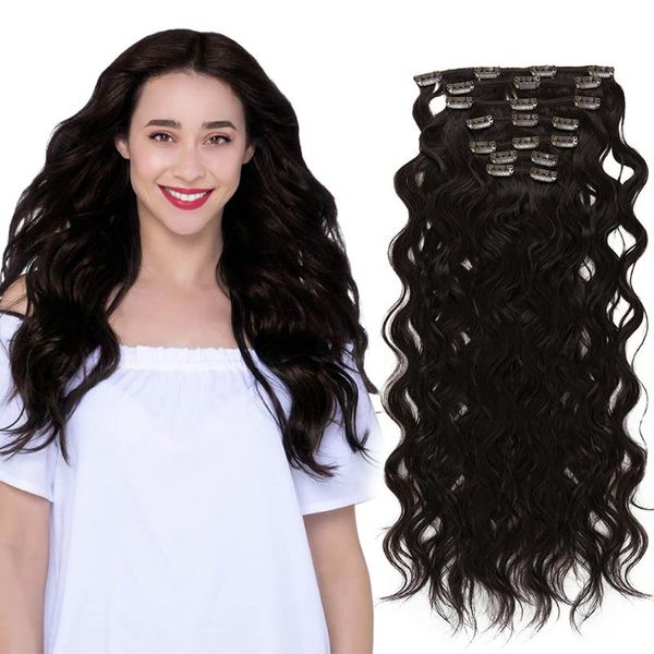 synthetic wigs natural wave clip-on hair clip in thick double weft honey blonde dark brown 60cm 140g/7pcs whole head long wavy, Black
synthetic wigs natural wave clip-on hair clip in thick double weft honey blonde dark brown 60cm 140g/7pcs whole head long wavy, Black