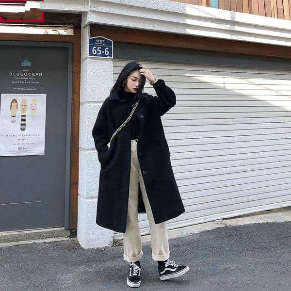 women's wool & blends 2021 women autumn winter elegant coat lady solid single breasted mid-long outwear female causal loose plus size j, Black
women's wool & blends 2021 women autumn winter elegant coat lady solid single breasted mid-long outwear female causal loose plus size j, Black