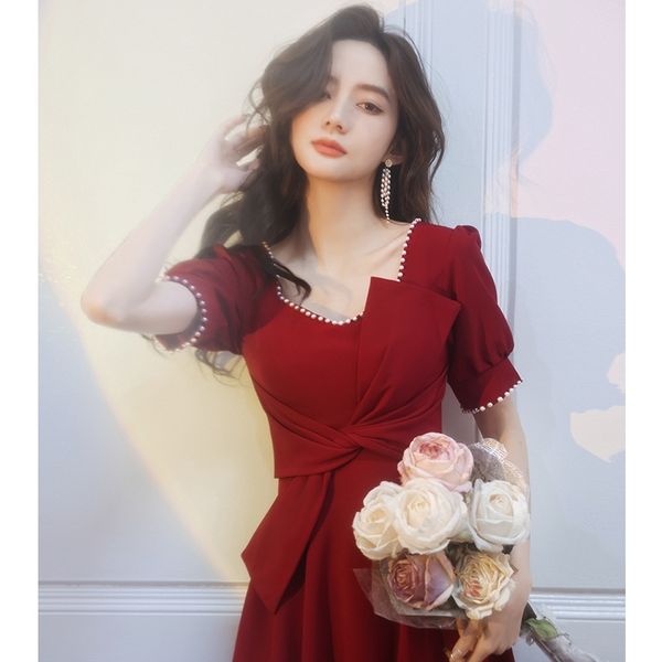 toast dress bride's small wine red engagement dress in summer can be worn back to the door at ordinary times, with a thin temperament, White;black
toast dress bride's small wine red engagement dress in summer can be worn back to the door at ordinary times, with a thin temperament, White;black