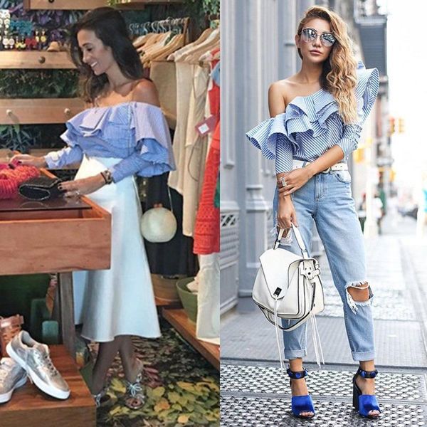 fashion women ladies blouse striped party holiday ruffle frill casual shirt women's blouses & shirts, White
fashion women ladies blouse striped party holiday ruffle frill casual shirt women's blouses & shirts, White