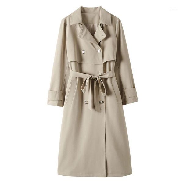 women's trench coats 2021 spring autumn double breasted bandage office lady outerwear windbreaker slim long beige coat female hk315, Tan;black
women's trench coats 2021 spring autumn double breasted bandage office lady outerwear windbreaker slim long beige coat female hk315, Tan;black
