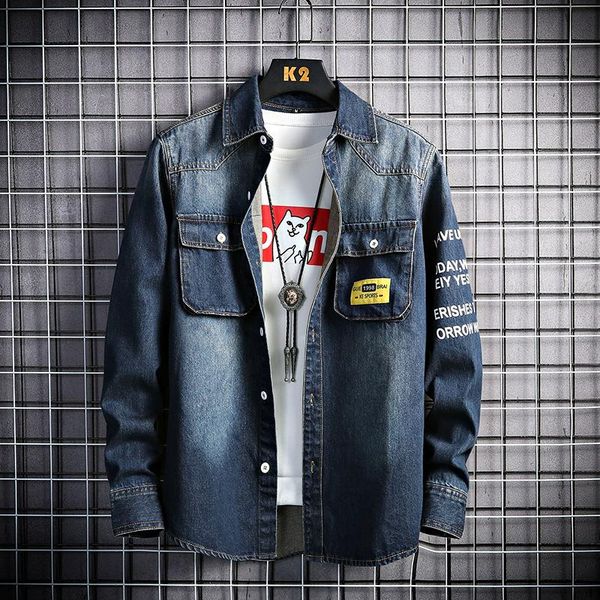 men's casual shirts 2021 autumn retro art denim shirt fashion all-match tooling jean long sleeve male brand thin section cowboy jacket, White;black
men's casual shirts 2021 autumn retro art denim shirt fashion all-match tooling jean long sleeve male brand thin section cowboy jacket, White;black