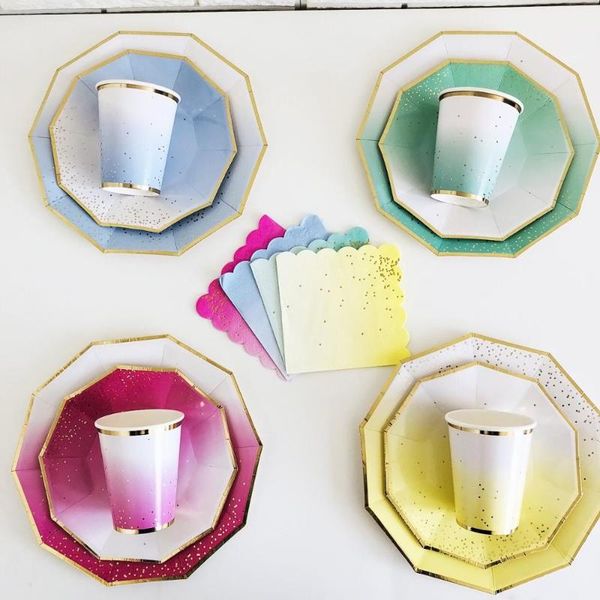disposable dinnerware party plates pink rainbow gold dot dinner plates/cups/straws/napkin dishes birthday wedding event tableware decor
disposable dinnerware party plates pink rainbow gold dot dinner plates/cups/straws/napkin dishes birthday wedding event tableware decor