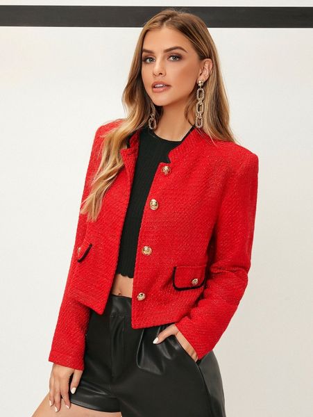 flap detail tweed overcoat w06i#, Black 
flap detail tweed overcoat w06i#, Black
