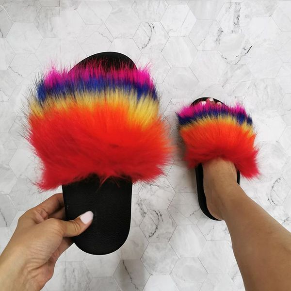 women fluffy slides rainbow fur woman slippers outside wear slip on beach shoes footwear female, Black
women fluffy slides rainbow fur woman slippers outside wear slip on beach shoes footwear female, Black